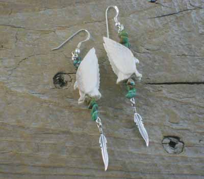 Native American Carved Eagle Earrings